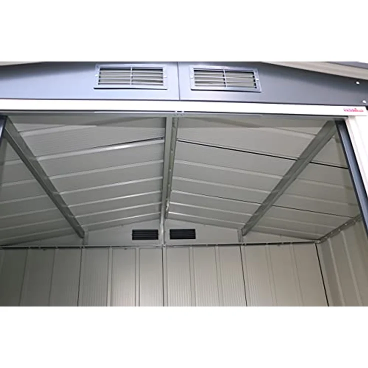 Duramax ECO 8x8 (5.89 m²) Metallgerätehaus, feuerverzinktes Metall gerätehaus - Geräteschuppen, verstärkte Dachkonstruktion, wartungsfreier und wetterfester Metallschuppen, Anthrazit – Bild 12