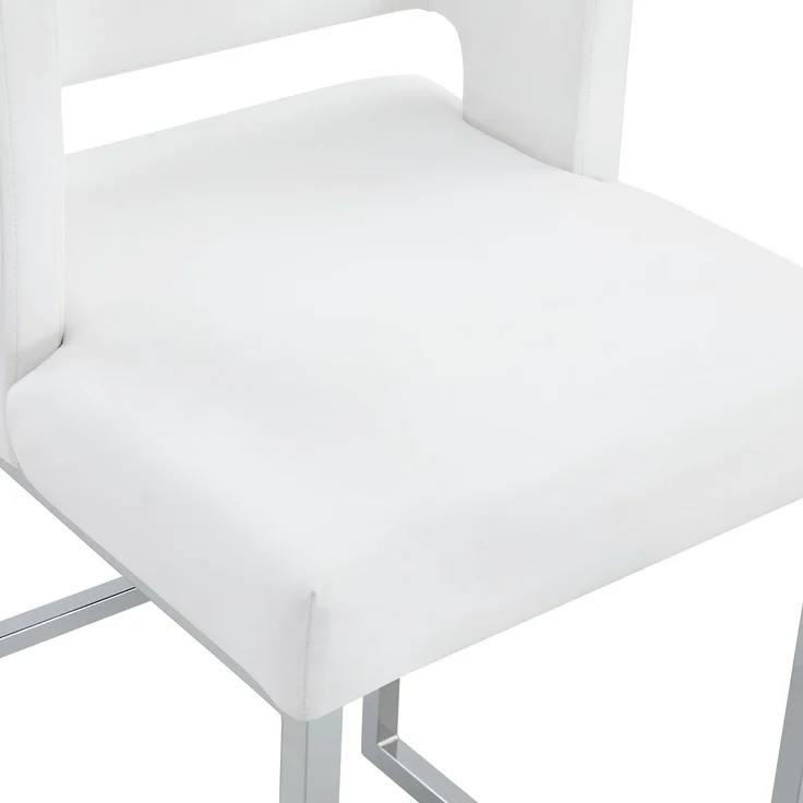 2er-Pack-Barstühle im nordischen Stil mit modernem quadratischem Design, silbernen Metallbeinen und einem leichten und bequemen Set. Erhältlich in mehreren Farben.--Weiß+Silber--91.4x53.3x48cm--YOUDENOVA – Bild 7