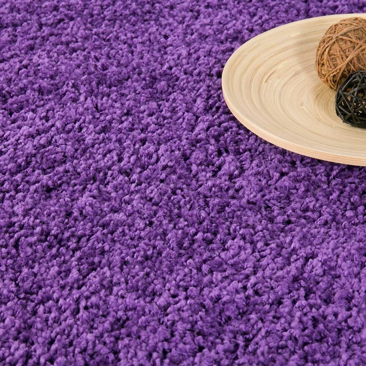 VIMODA Teppich Prime Shaggy Hochflor Langflor Einfarbig Modern Lila für Wohnzimmer, Schlafzimmer, kinderzimmer, Maße:Ø 120 cm Rund – Bild 5