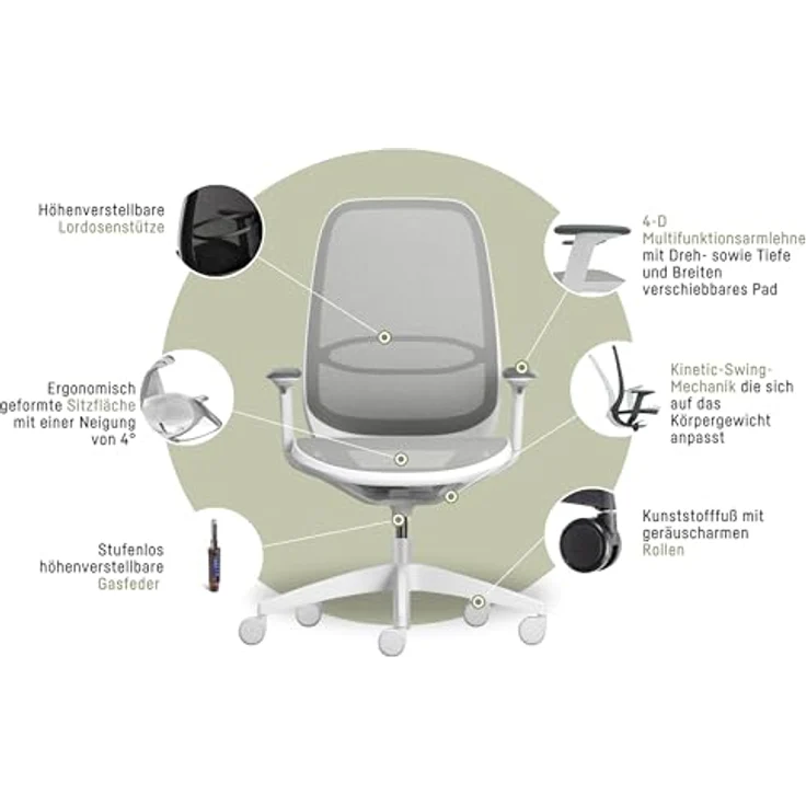 Sedus se:air Ergonomischer Drehstuhl, Bürostuhl, Kunststoff mit Rezyklat-Anteil, 100% Recyclingfähig, Rot,Schwarz, 42-55cm, bis 130kg Belastbar – Bild 7