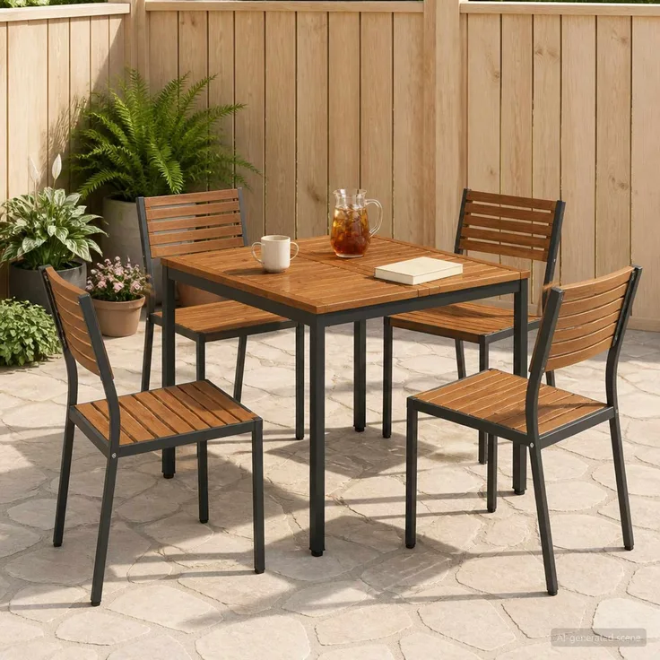 vidaXL Gartentisch NAARDEN Natürlich und Schwarz 80 x 80,5 x 75 cm 901310