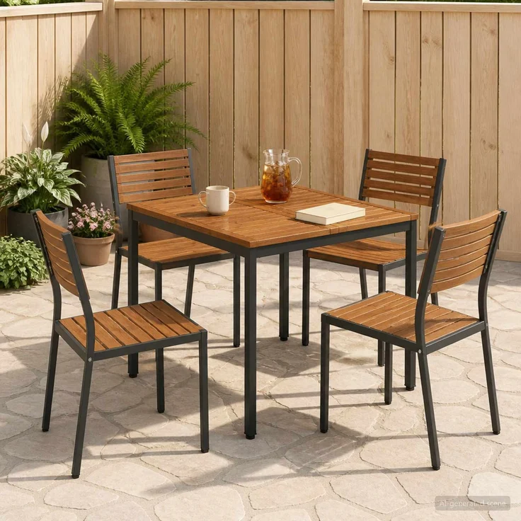 vidaXL Gartentisch NAARDEN Natürlich und Schwarz 80 x 80,5 x 75 cm 901310 – Bild 1