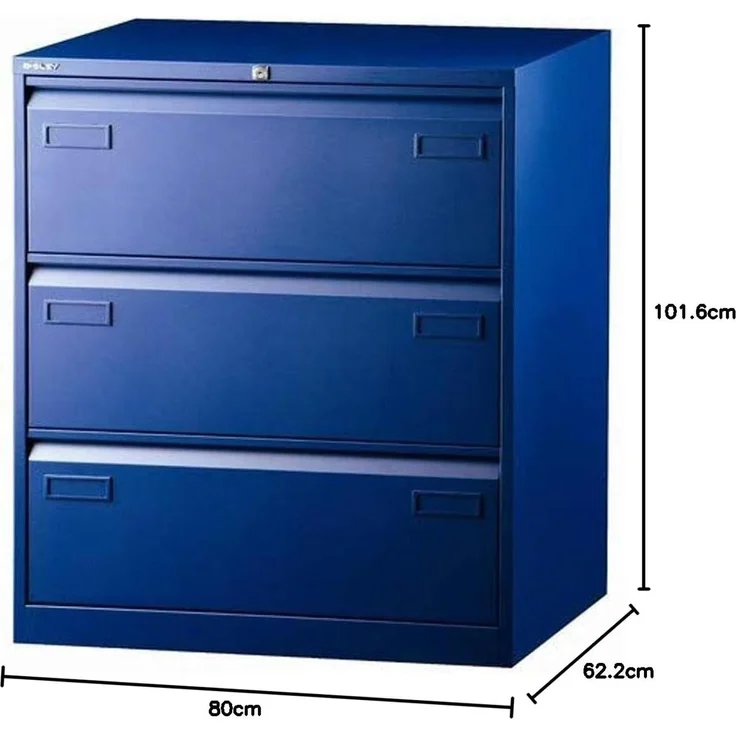 Bisley LIGHT Hängeregistraturschrank, doppelbahnig, DIN A4, 3 HR-Schubladen, Farbe oxfordblau – Bild 3