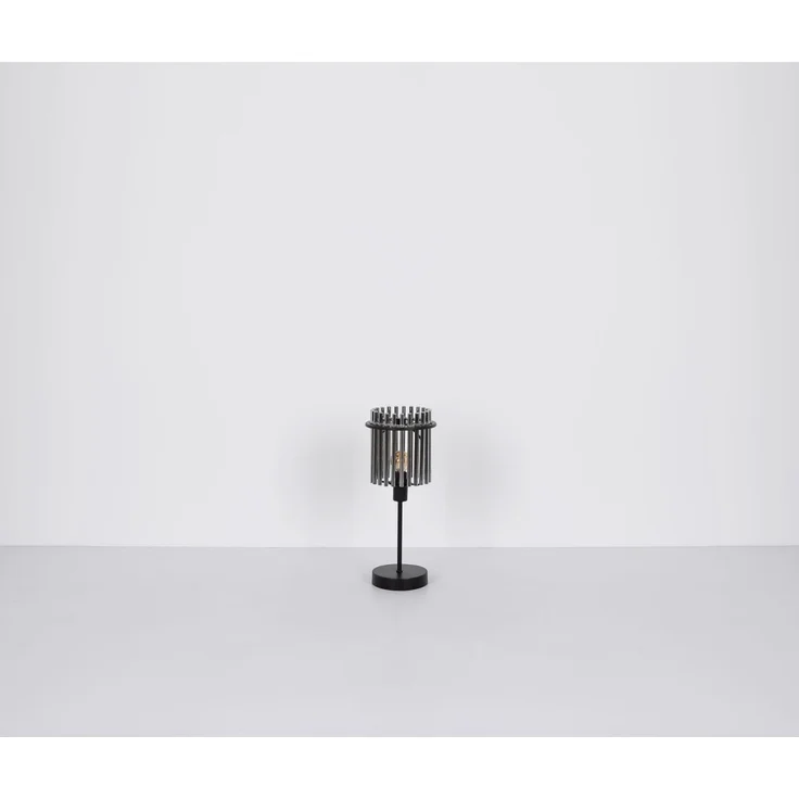 Tischleuchte, Metall, Glasstäbe, rauchfarben, E14, H 37,5 cm – Bild 9