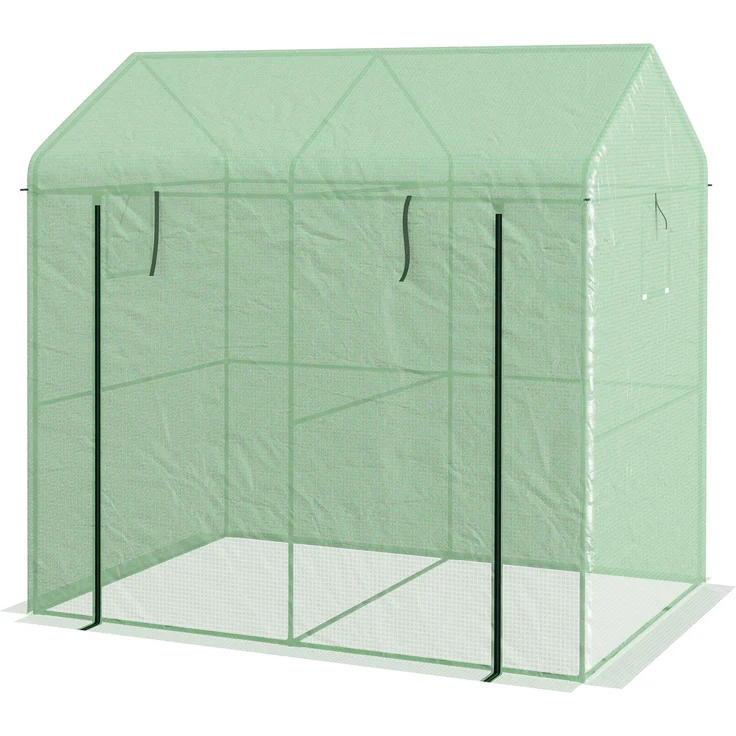 Wohnora-2,8 m² großes Gewächshaus mit einer großen Rolltür und zwei Fenstern, Maße 200 x 140 x 200 cm (L x B x H), grün,H 2000cm x T 1010cm x B 1400cm – Bild 3