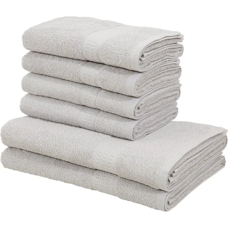 OTTO home Handtuch Set Juna, 6-tlg, 2 Duschtücher (70x140) 4 Handtücher (50x100), Walkfrottee (6-St), 100% Baumwolle, Handtuch-Set mit Bordüre, Uni-Farben, weich