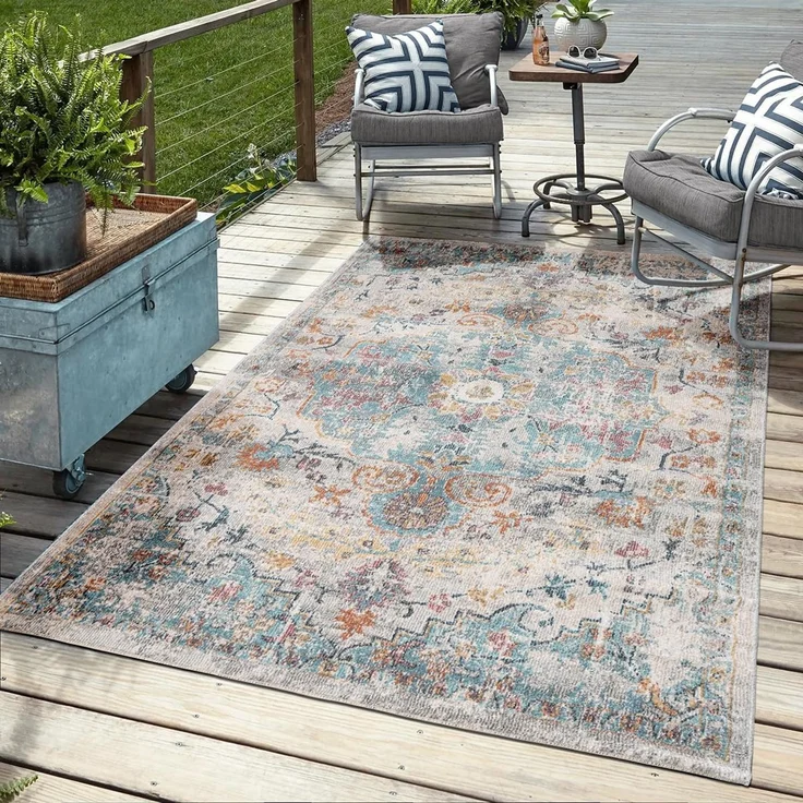 Mia's Teppiche Bliss robuster Outdoor Teppich, modernes Design, Wetterfest & UV-beständig, für Balkon, Terrasse und Wintergarten Aber auch für Küche oder Esszimmer geeignet in Multi Farben, 160 x 230