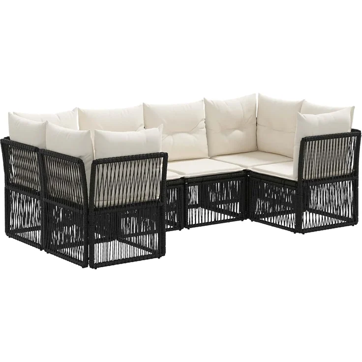 vidaXL Gartensofa-set 6 stk. 6-Sitzer Schwarz Poly-Rattan 3434332 – Bild 1