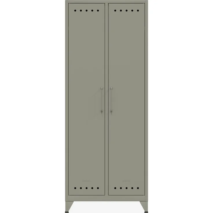 Bisley Fern Maxi Kleiderschrank, mit Kleiderstange und einem festen Fachboden, aus hochwertigem, nachhaltigem Stahl hergestellt, 16 mm große Design Lüftungslöcher auf allen Türen, moderner und industrieller Flair, mit integrierten Füßen, H 1800 x B 700...