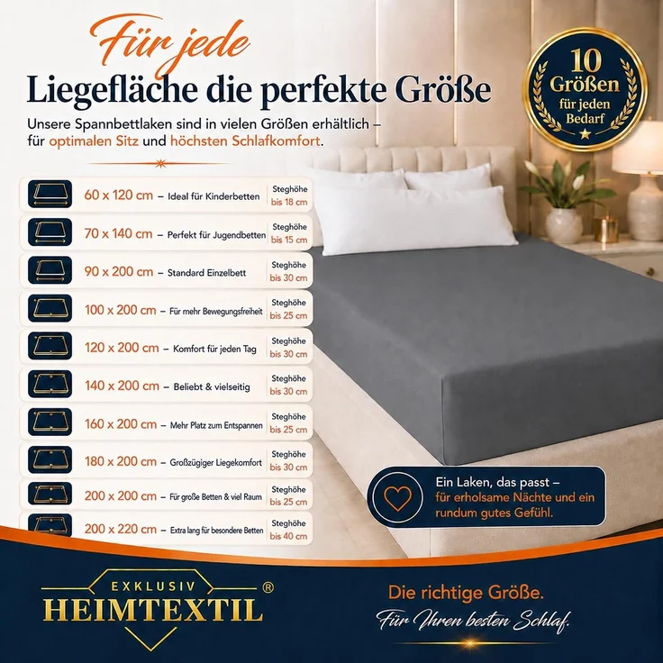 Jersey Spannbettlaken Deluxe 140 - 160 x 200 cm Anthrazit – Bild 7