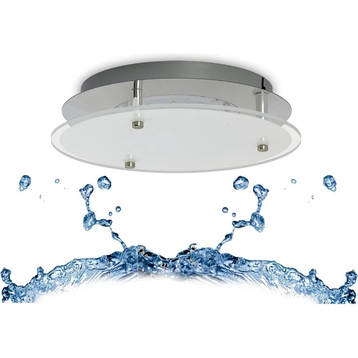 TRANGO LED Deckenleuchte, Dimmfunktion, 3101 IP44 LED Badleuchte *EVA* aus Metall mit Kristalleffekt Glas Lampenschirm, in 3-Stufen dimmbar Deckenlampe, Badezimmerlampe, Wandleuchte, 12 Watt Modul, warmweiß, Feuchtraum geeignet – Bild 3