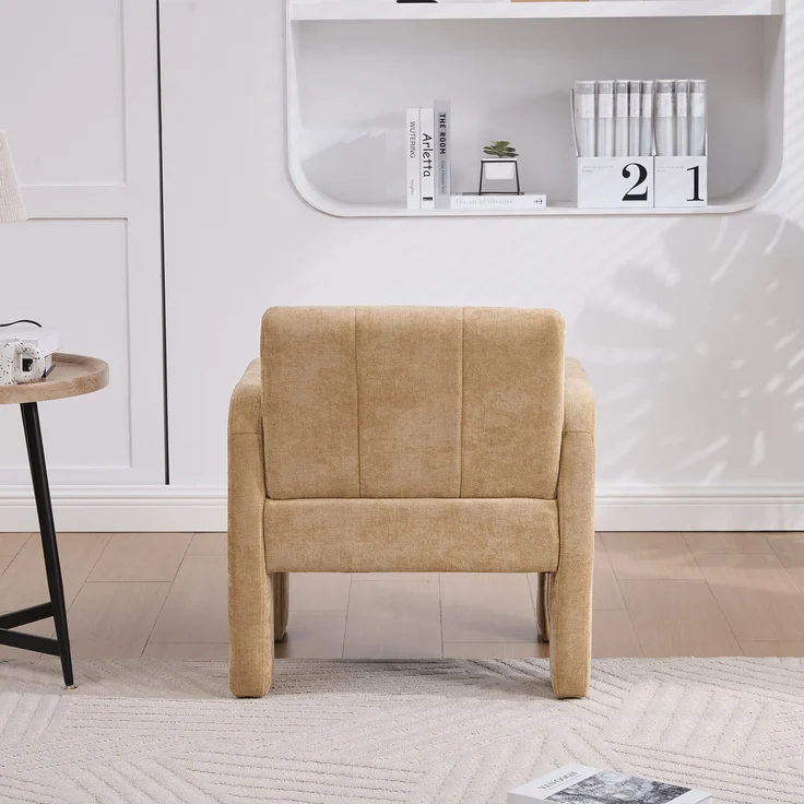 Sessel Chenille modern Relaxsessel Wohnzimmer Sitzlandschaft Lounge Sitz,Senfgelb – Bild 4