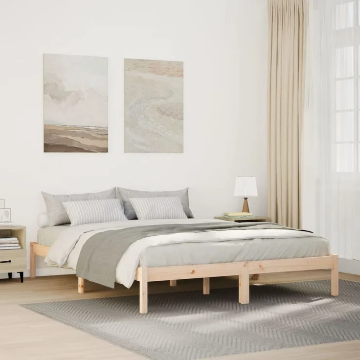 vidaXL Massivholzbett Extra Lang ohne Matratze 160x210 Kiefernholz 852408 – Bild 1