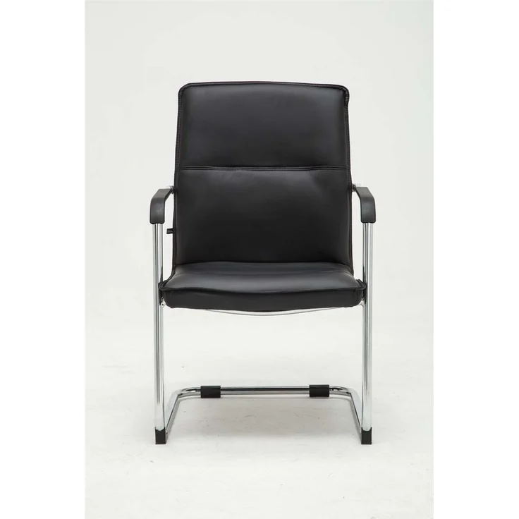 2er Set Besucherstuhl SEATTLE - 92x56x60cm, Schwarz Kunstleder Metall in Chromoptik Gestell Konferenzstuhl Wartezimmerstuhl – Bild 2