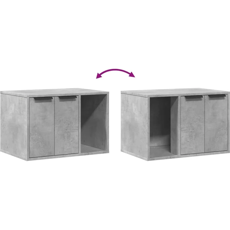 vidaXL Katzenklo Betongrau 60x40x40 cm Holzwerkstoff 857727 – Bild 8