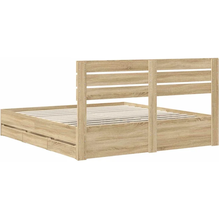 vidaXL Bettrahmen Sonoma-Eiche 200 x 200 cm Ingenieurs Holz 3411480 – Bild 10