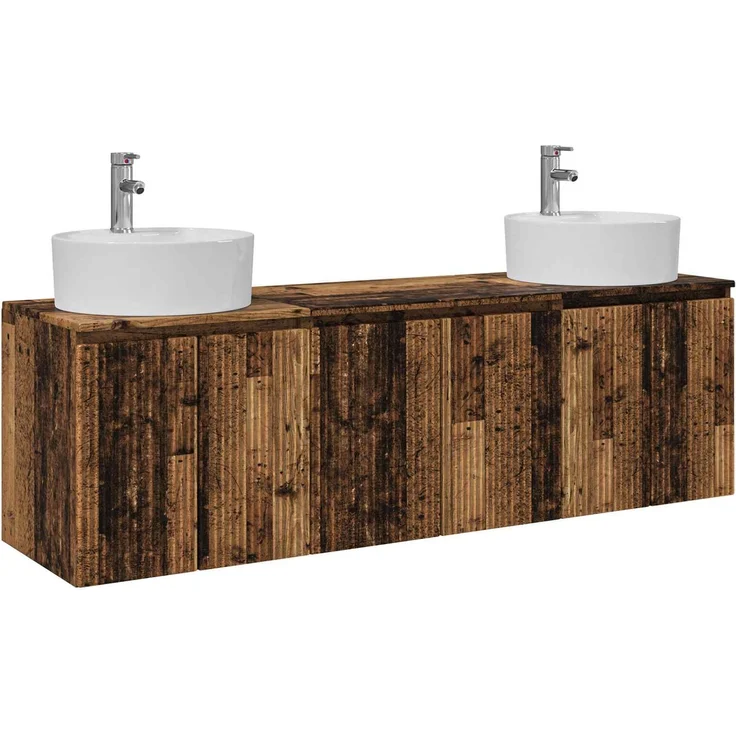 vidaXL Badezimmerschrank-Set 3 stk. Altholz 161,5 x 44,5 x 82 cm 3405675 – Bild 2
