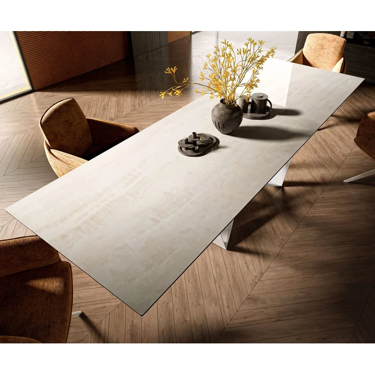 Esstisch Edge 300x100 cm Keramik Onyx Champagne Spider Metall Weiß – Bild 4