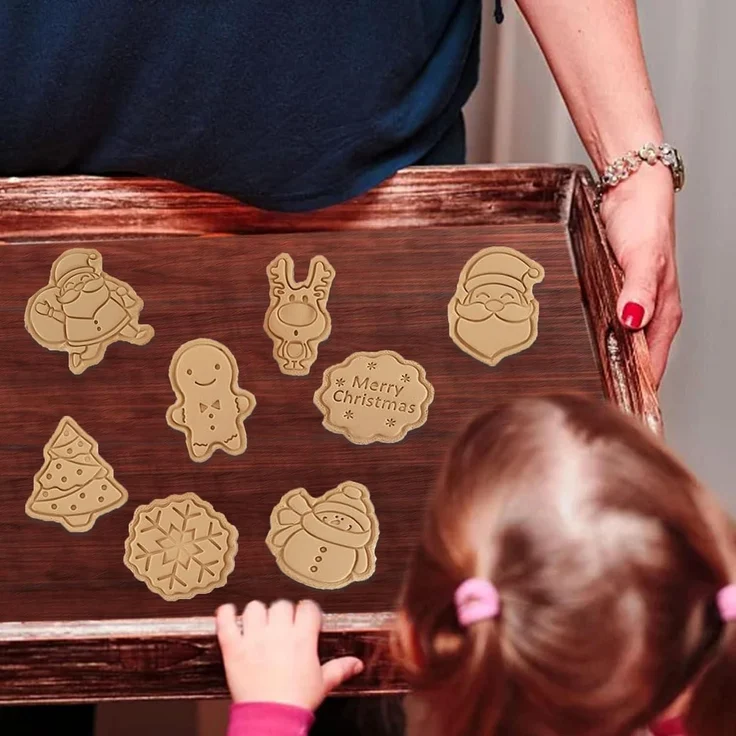 Viilich Weihnachtsausstecher 8-tlg Plätzchen Stempel Cookie Cutter Weihnachten – Bild 7