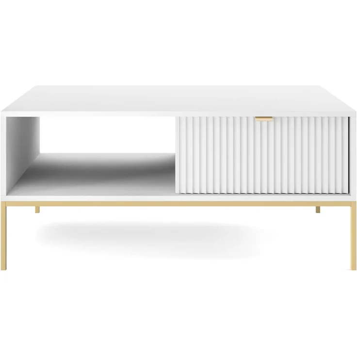 Selsey 'Vellore' Couchtisch 104 x 68 cm, Weiß, mit Schublade und goldenem Gestell – Bild 8