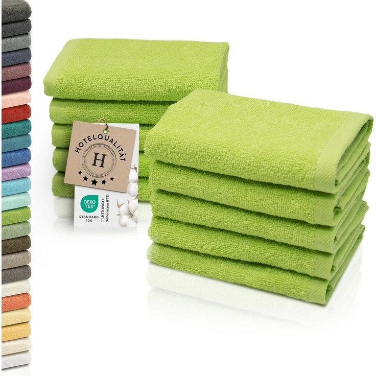 ZOLLNER 10er Set Seiftücher, Baumwolle, 30x30 cm, 420g/qm, grün (apfelgrün) – Bild 1