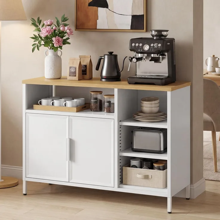 YITAHOME Küchenschrank Vorratsschrank, Metallschrank mit Türen, 108 cm