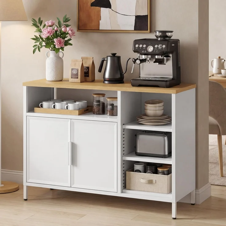 YITAHOME Küchenschrank Vorratsschrank, Metallschrank mit Türen, 108 cm