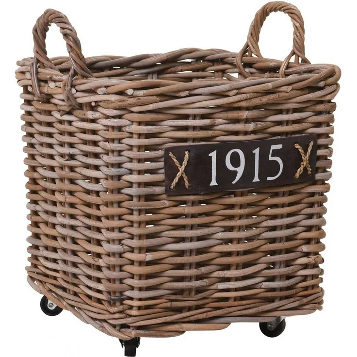 VIVANNO Kaminholzkorb Rattan RODAR Kasten, Natur Geflochten 40x40x51 cm