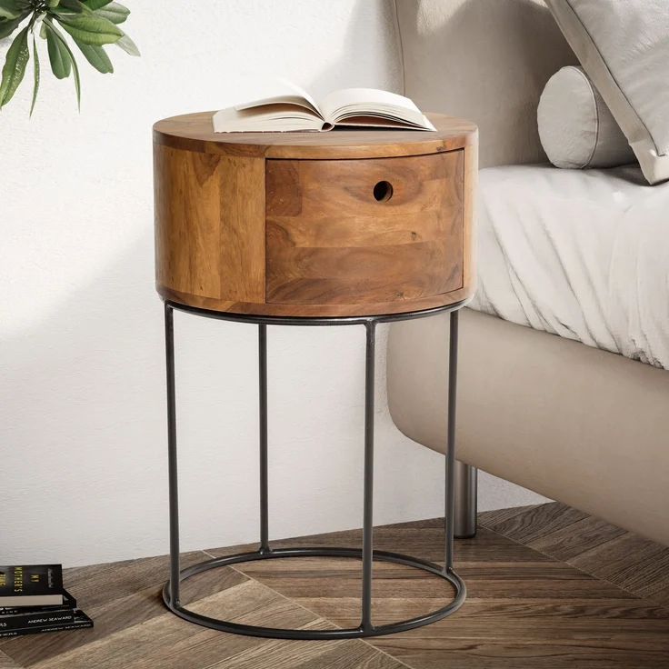 FINEBUY Nachttisch FB56321 (Boxspringbett, Massivholz 40x40x60 cm), Nachtkästchen Stauraum, Nachtkonsolen Schublade – Bild 1