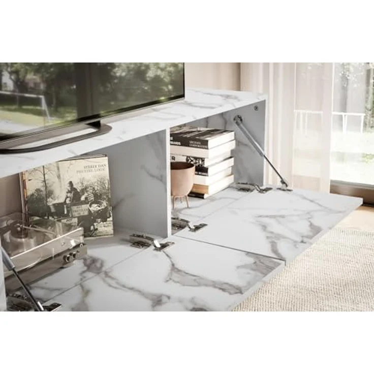 MID.YOU Lowboard, Weiß, Holzwerkstoff in Marmoroptik, hängend, 160x30x30 cm – Bild 6