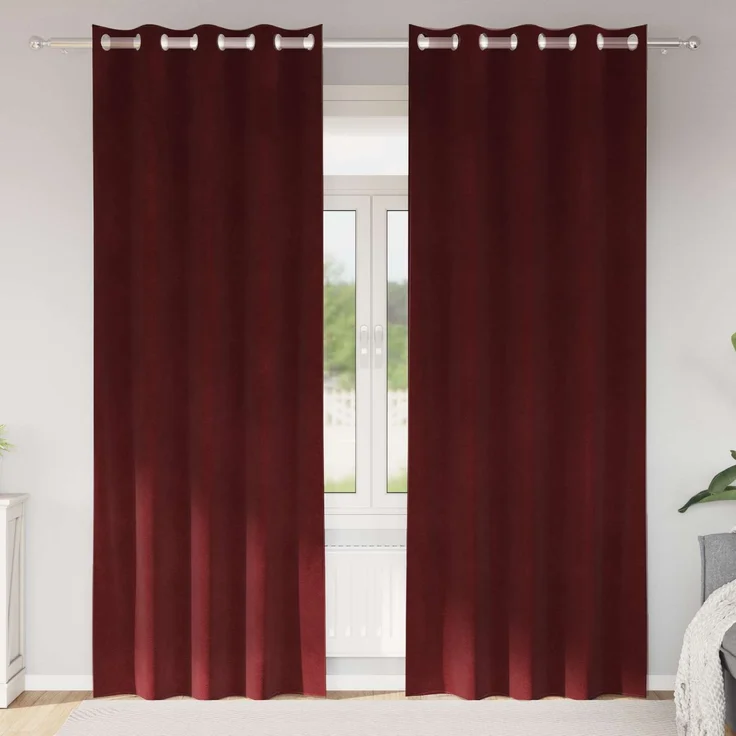 Verdunkelungsvorhänge 2 pcs | für Wohnzimmer & Schlafzimmer Weinrot 140 x 260 cm Samt – Bild 2