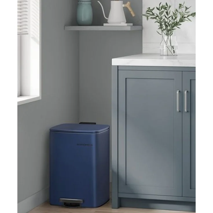 Songmics Mülleimer Küche, 20 Liter, Stahl, mit Inneneimer, Softclose, Offenhaltefunktion, mitternachtsblau, 34 x 28,5 x 40,4 cm – Bild 1