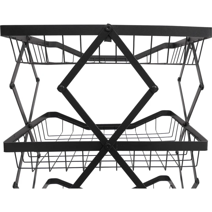 Regal HWC-N53, Küchenregal Rollregal Küchenwagen Standregal, Korb faltbar rollbar Eisen 95x39x28cm ~ schwarz – Bild 7