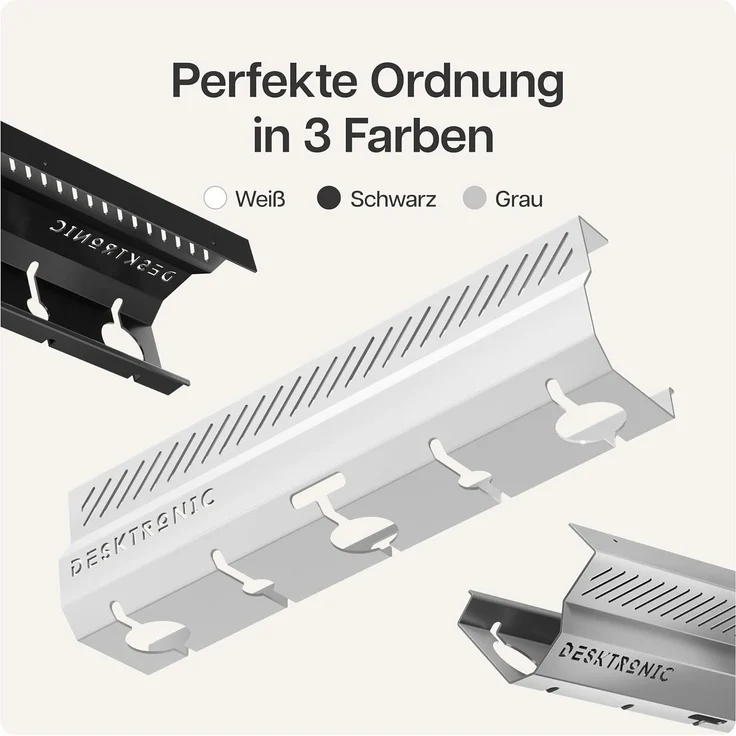 Desktronic Kabelkanal Schreibtisch, 2x43cm, Hochwertiger Stahl, Kabel Organizer für Kabelführung Weiß – Bild 7