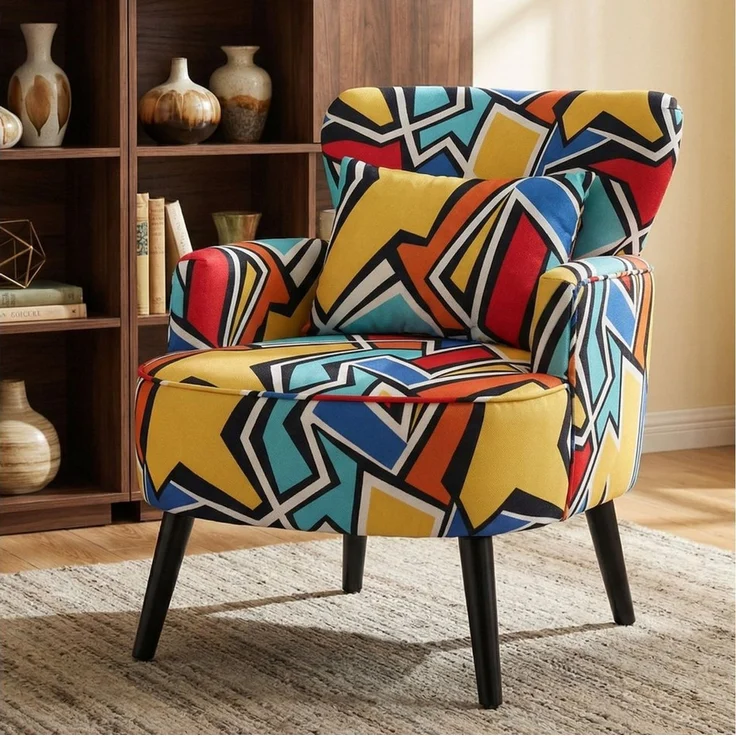 HomeMiYN Ohrensessel Polstersessel mit Armlehnen, Relaxsessel, Lesesessel bis 113 kg, Farbenfroher Sessel für mehr Komfort und Wohnlichkeit – Bild 1