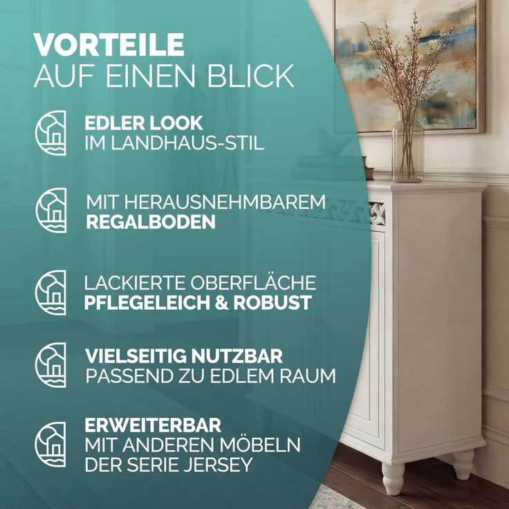 Casaria Kommode Sideboard Schrank Jersey 2 Türen Weiß – Bild 9