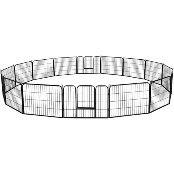Yaheetech Welpenauslauf 16 Panele 60 cm hoch Metall mit 2 Türen | Welpenlaufstall für Welpen, kleine Hunde – robustes Metall – 16 Teile frei kombinierbar, 2 Türen, Höhe 60 cm, ideal für klein – Bild 1