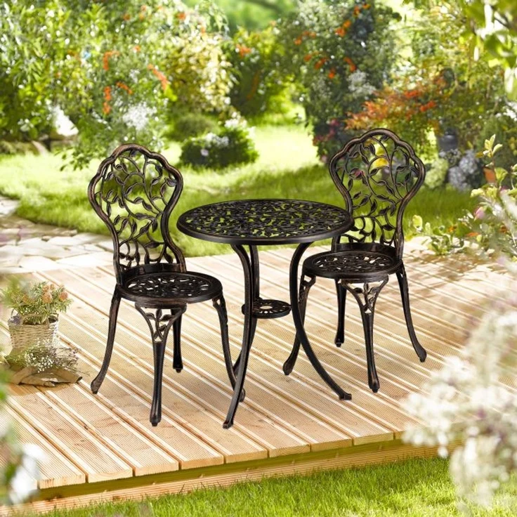 Balkonmöbel Set, 3-teilig, im antiken Design, Schwarz-bronze – Bild 2
