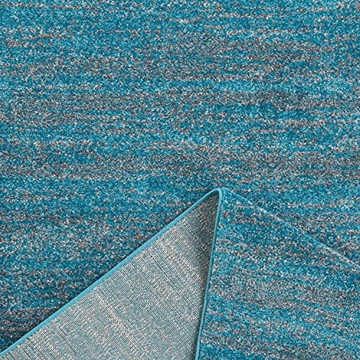 Vimoda Teppich Meliert Kurzflor Wohnzimmer Türkis Weiß Uni, Rechteckig, Höhe: 10 mm, Teppich retro, Wohnzimmer, Schlafzimmer & Flur – Bild 4