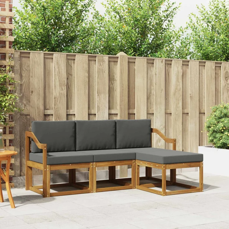 vidaXL Outdoor-Sofagarnitur 4 stk. 3-Sitzer Natur und Anthrazit 3366235 – Bild 1