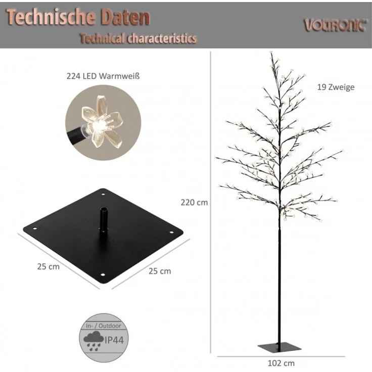 VOLTRONIC Kirschblütenbaum 220 cm mit Beleuchtung und FB – Bild 3