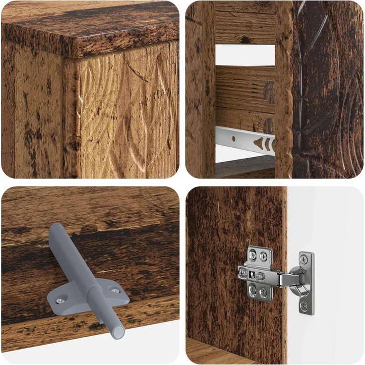vidaXL 4-teiliges Badezimmer-Schrank-Set DELFT Altholz Holzwerkstoff 3417952 – Bild 7