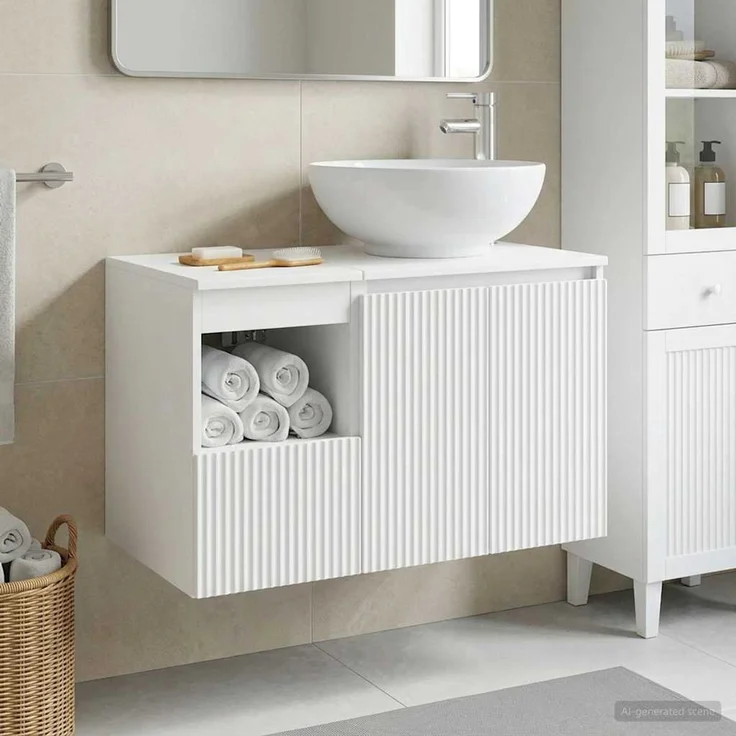 vidaXL Badezimmerschrank-Set 2 stk. Weiß 79,5 x 44,5 x 80 cm 3404084 – Bild 1