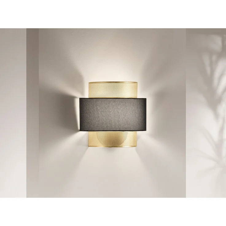 LED Wandlampe Metall Gold mit Stoffblende Schwarz, Breite 25cm – Bild 3