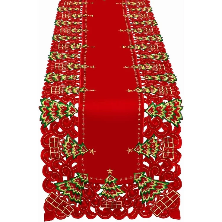 GRELUCGO Bestickter Tischläufer und Kommodenschal, Weihnachtsmotiv, rechteckig, 38,1x228,6 cm – Bild 1
