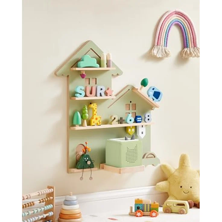SONGMICS Regal für Toniebox, Wandregal für 35 Figuren, Kinderregal, einfache Montage, Kinderzimmer, Wohnzimmer, GKR801C10 – Bild 5