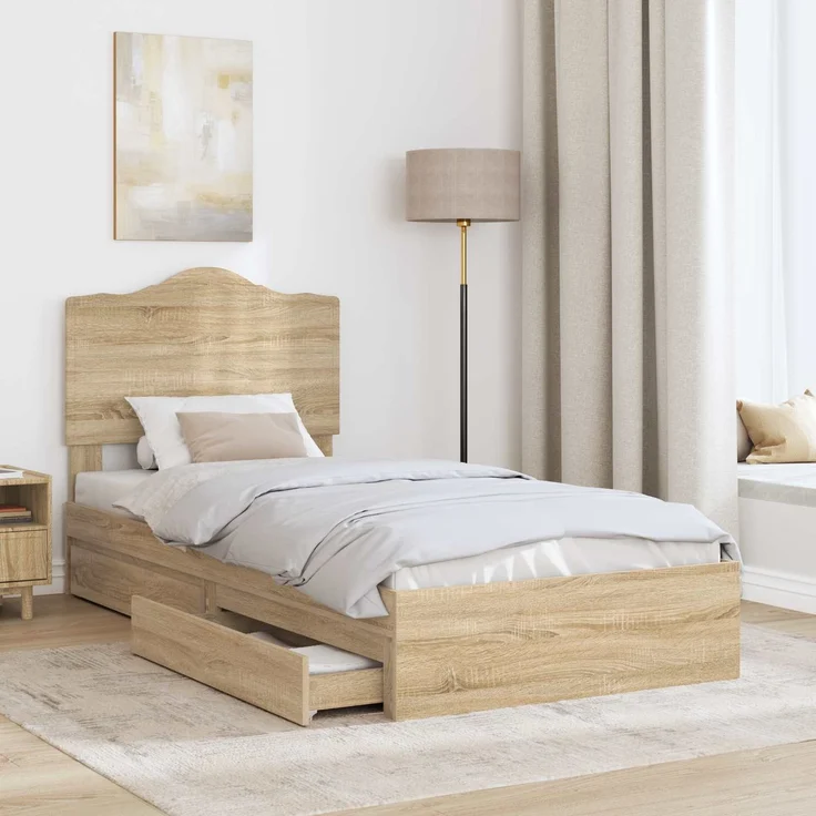vidaXL Aufbewahrungsbett Sonoma-Eiche 90 x 200 cm Holzwerkstoff 3413543 – Bild 2