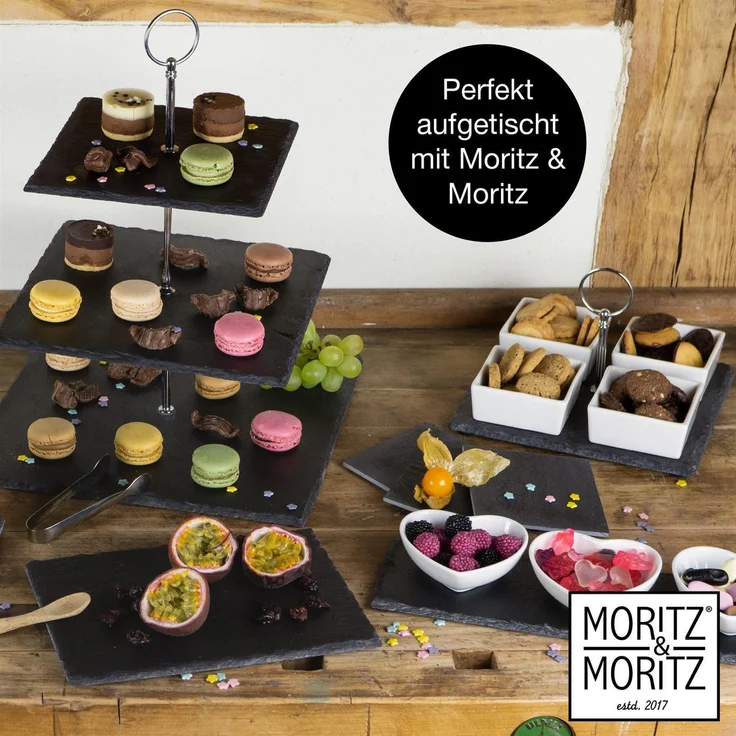 Moritz & Moritz Schieferset Saffron - Schieferplatte mit 4 Eckigen Schalen – Bild 7