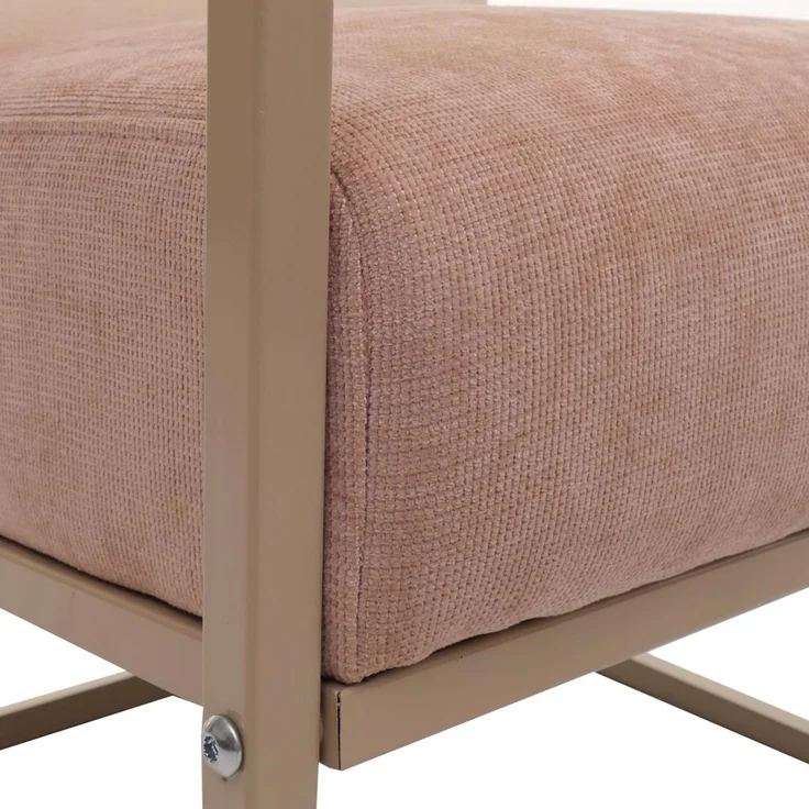 Lounge-Sessel HWC-O38, Cocktail-/Polstersessel Clubsessel, Stoff/Textil (420 g/m²) Metall MVG ~ beige, Polster rosé – Bild 8