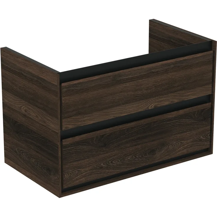 Ideal Standard Waschbeckenunterschrank Connect Air, Nussbaum, 80 cm, schmal mit Softclose-Funktion und pflegeleichten Oberflächen